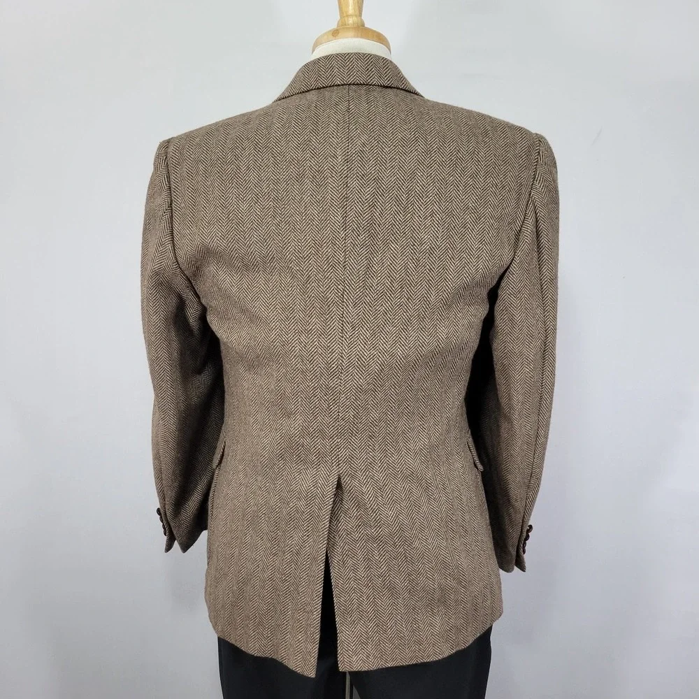 Joe Namath Men's Tweed Sport‎ Coat Blazer Brown Herringbone Polyester Wool 42S